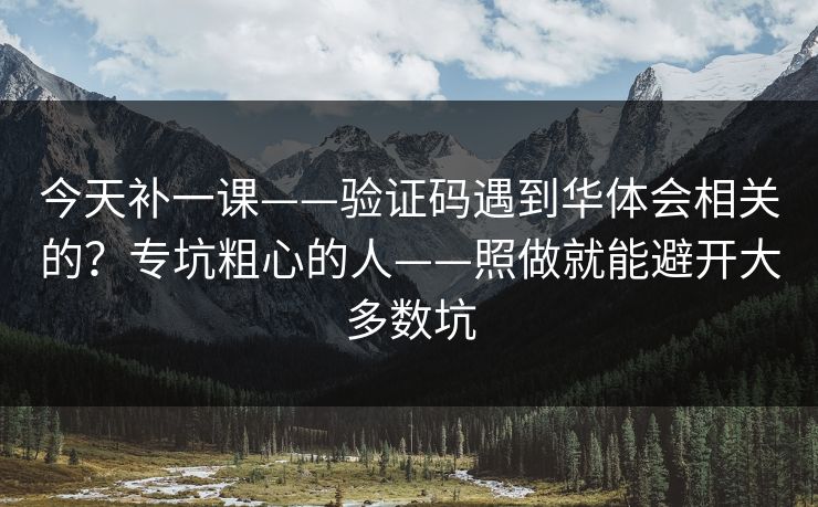 今天补一课——验证码遇到华体会相关的？专坑粗心的人——照做就能避开大多数坑