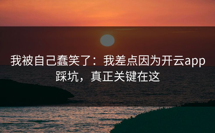 我被自己蠢笑了：我差点因为开云app踩坑，真正关键在这