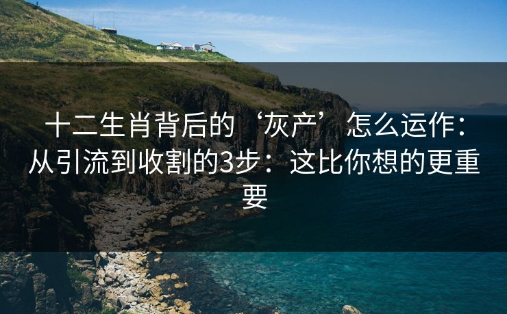 十二生肖背后的‘灰产’怎么运作：从引流到收割的3步：这比你想的更重要