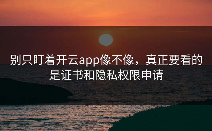 别只盯着开云app像不像，真正要看的是证书和隐私权限申请