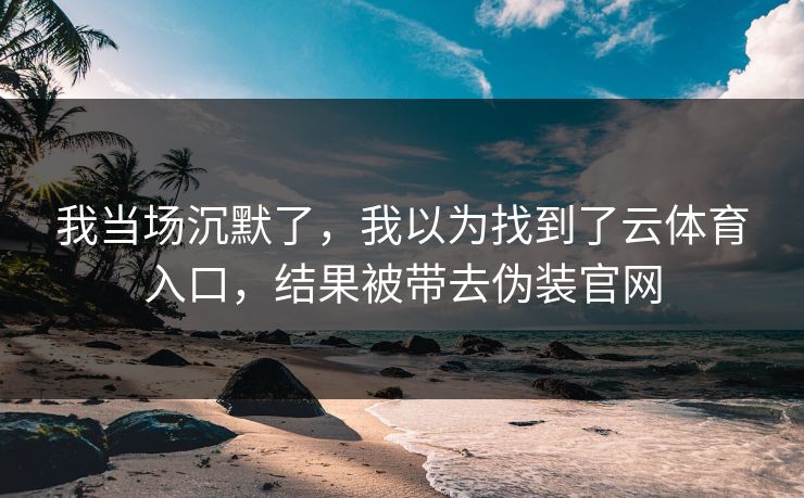 我当场沉默了，我以为找到了云体育入口，结果被带去伪装官网