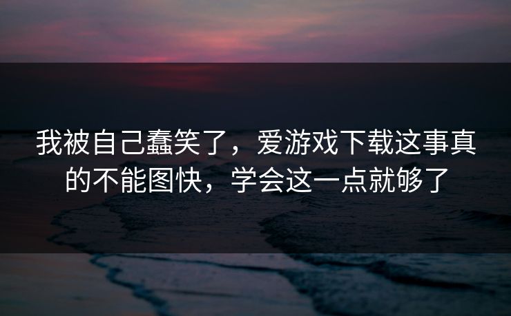 我被自己蠢笑了，爱游戏下载这事真的不能图快，学会这一点就够了