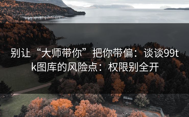 别让“大师带你”把你带偏：谈谈99tk图库的风险点：权限别全开