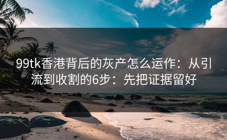 99tk香港背后的灰产怎么运作：从引流到收割的6步：先把证据留好