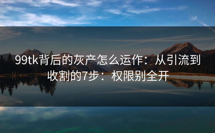 99tk背后的灰产怎么运作：从引流到收割的7步：权限别全开