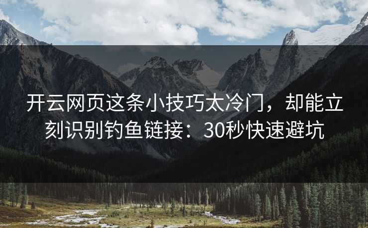 开云网页这条小技巧太冷门，却能立刻识别钓鱼链接：30秒快速避坑